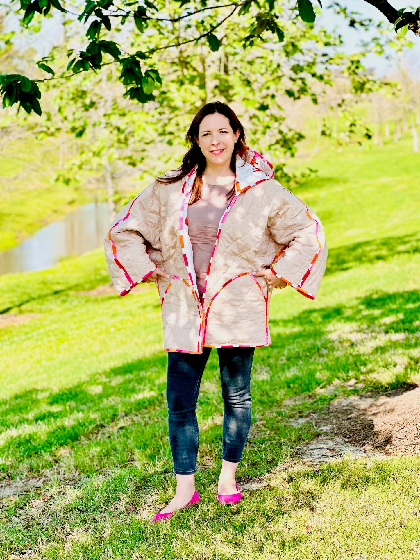 Original Carling Loves Cats Reversible Quilted Coat Pattern with Collar or Hood with FREE video tutorials