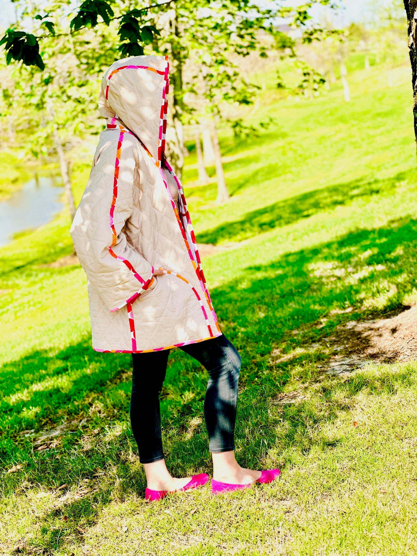 Original Carling Loves Cats Reversible Quilted Coat Pattern with Collar or Hood with FREE video tutorials