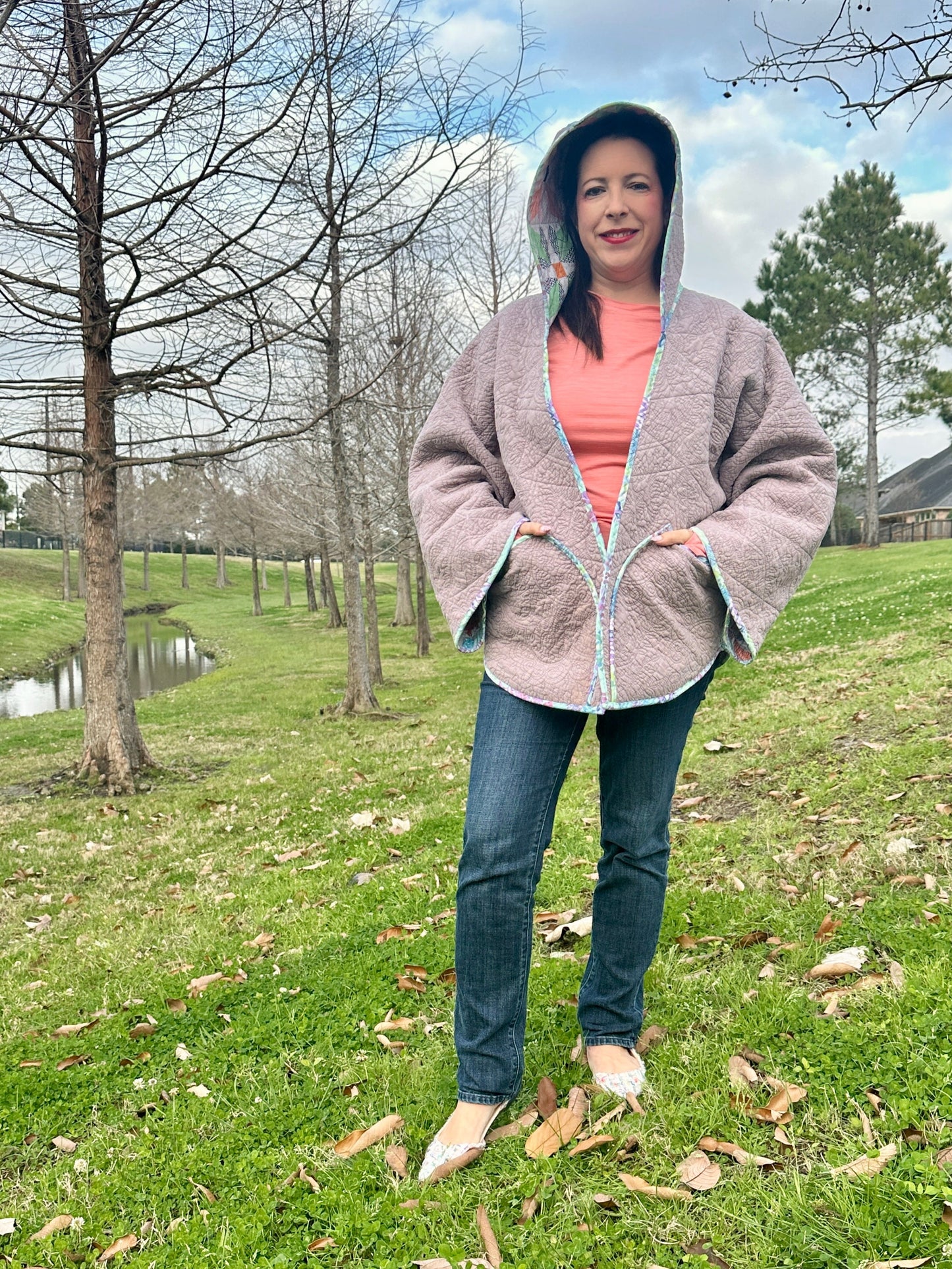 New for 2025! Carling Loves Cats Reversible Quilted Coat Pattern with Collar or Hood with FREE video tutorials