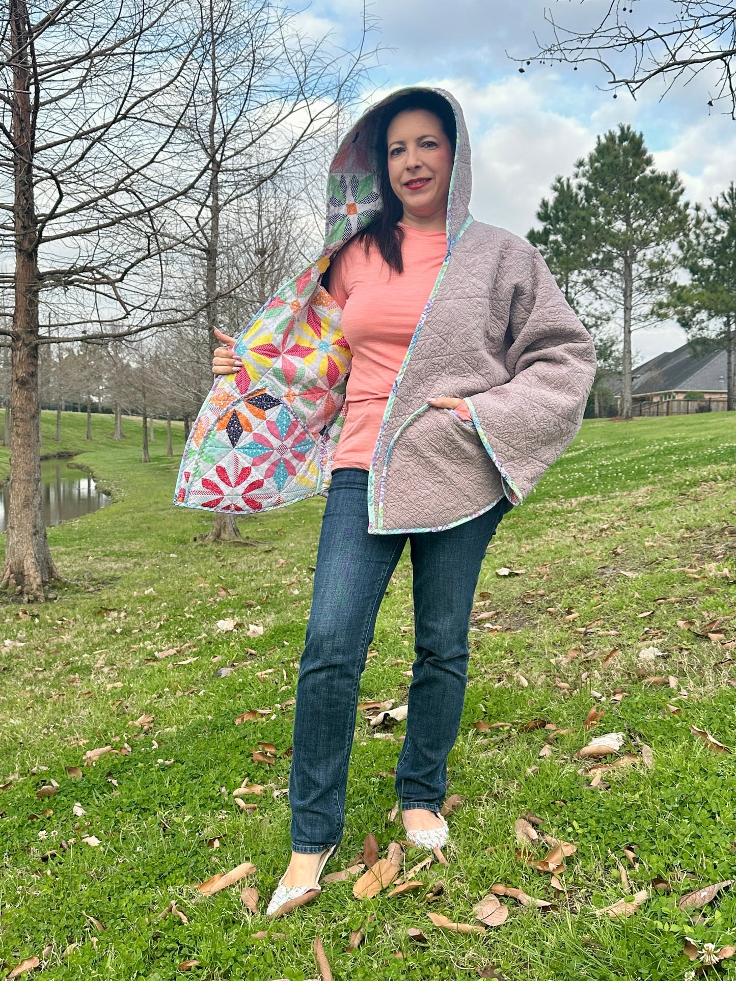 New for 2025! Carling Loves Cats Reversible Quilted Coat Pattern with Collar or Hood with FREE video tutorials