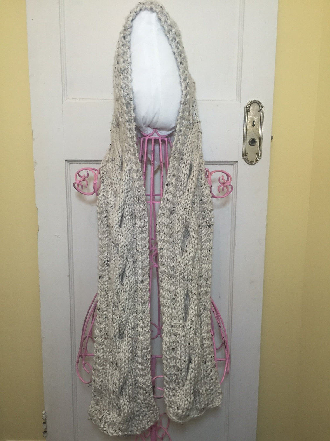Digital PDF PATTERN Handmade Knit Scarf with Hood / Oversized Chunky / Cable Scarf / Cable Design / Wrap / Neckwarmer / Shawl