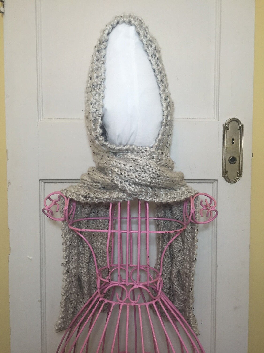 Digital PDF PATTERN Handmade Knit Scarf with Hood / Oversized Chunky / Cable Scarf / Cable Design / Wrap / Neckwarmer / Shawl