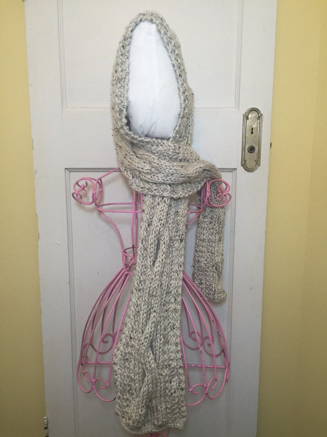 Digital PDF PATTERN Handmade Knit Scarf with Hood / Oversized Chunky / Cable Scarf / Cable Design / Wrap / Neckwarmer / Shawl