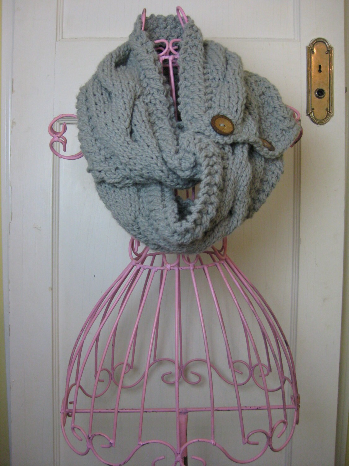 Digital PDF PATTERN Handmade Knit Scarf / Oversized Chunky / Infinity Scarf / Gray Cowl / Cable Design / Wrap / Neckwarmer