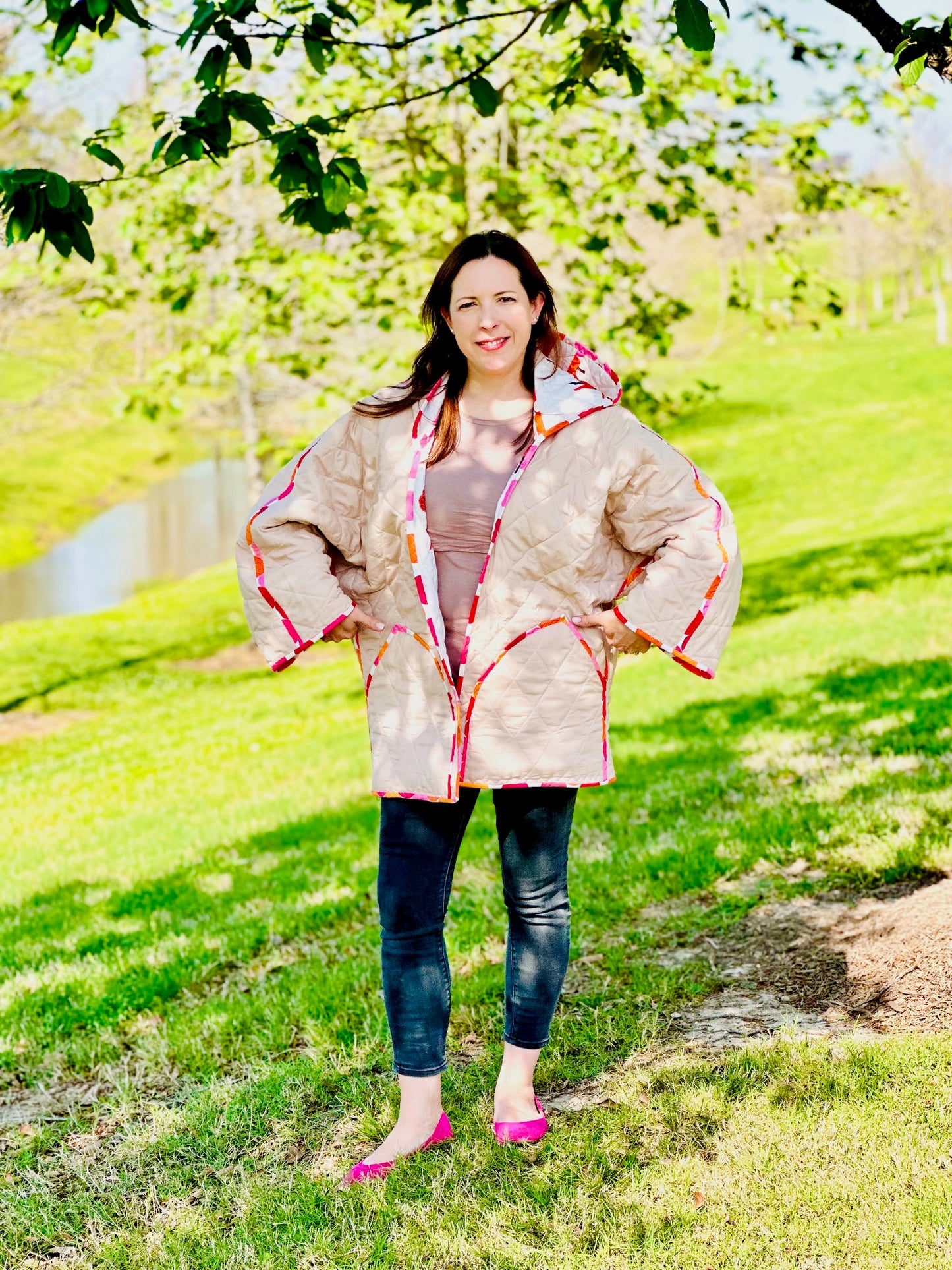 Downloadable Digital PDF PATTERN (8.5"x11" and A0 sizes) for Quilted Coat with Collar / Reversible / FREE video tutorials