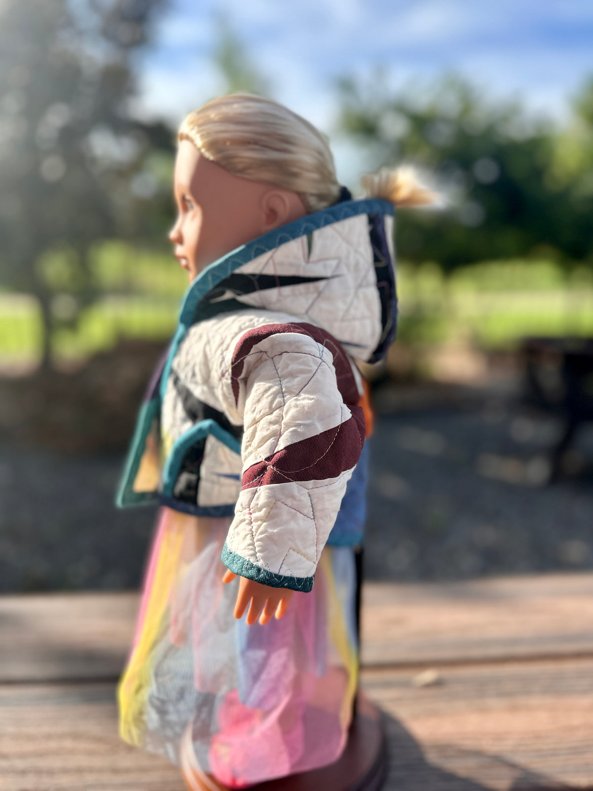 18 inch Doll Reversible Quilted Coat Pattern with Collar or Hood with FREE video tutorials