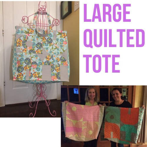 Downloadable Digital PDF PATTERN for Large Quilted Carryall Tote Bag / Fits Large 24 inch Fabric Cutting Mat with supplies